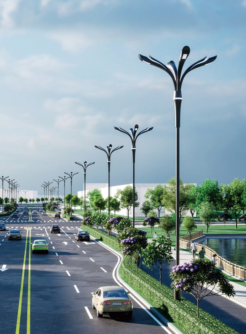 Luminária de Rua Inteligente Integrada com 5g Estação Base, Câmera de Vigilância e Iluminação LED - Luminária de Rua IoT para Estradas Municipais
