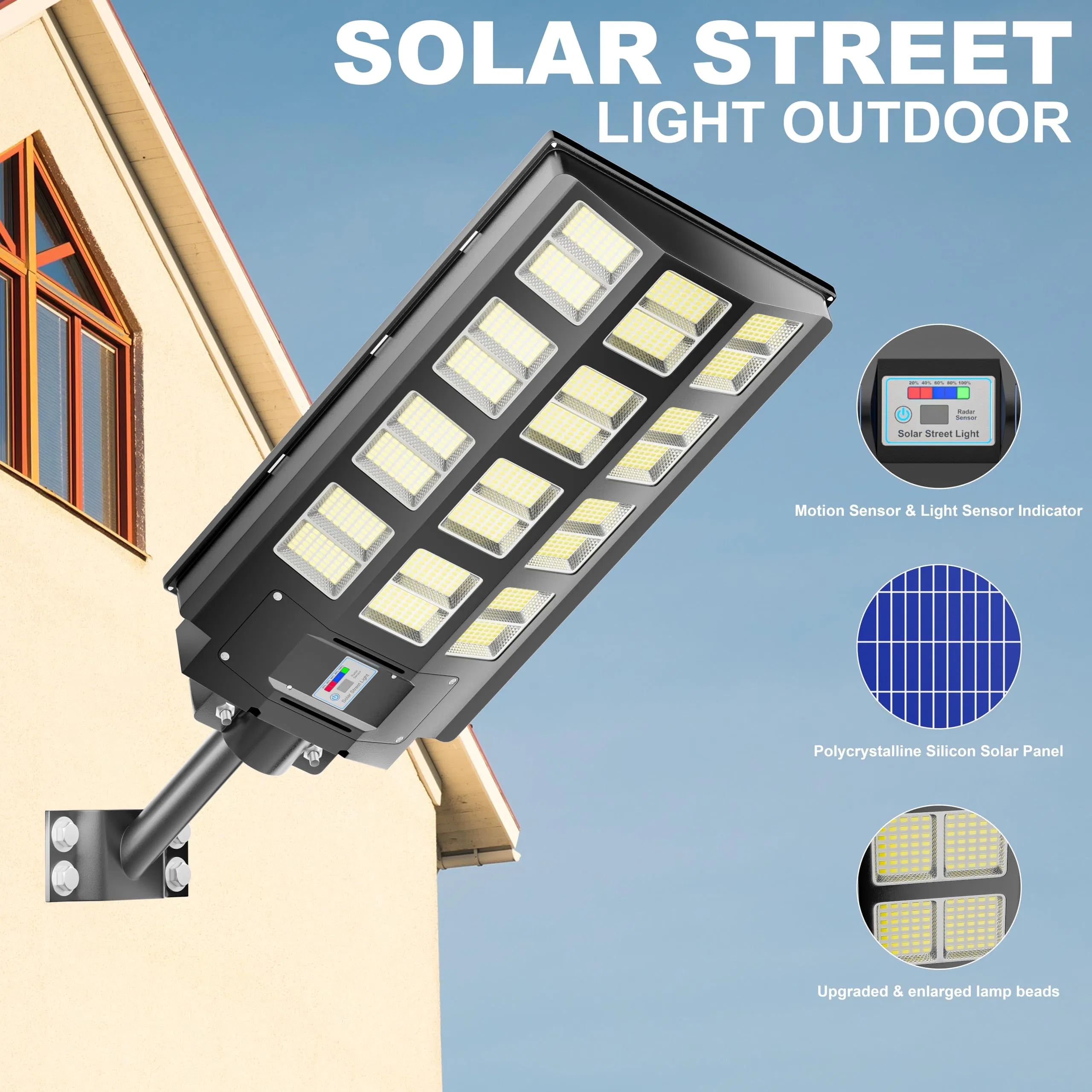 Luz de rua solar confiável para grandes estacionamentos