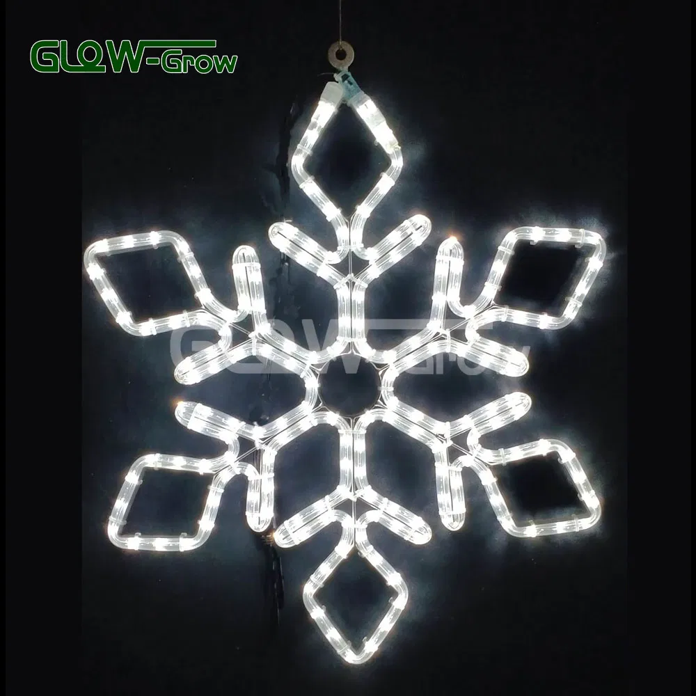 Decoração de Natal Use Luz de Cordão LED Branca em Forma de Floco de Neve para Parede, Casa, Rua, Loja, Decoração de Casa