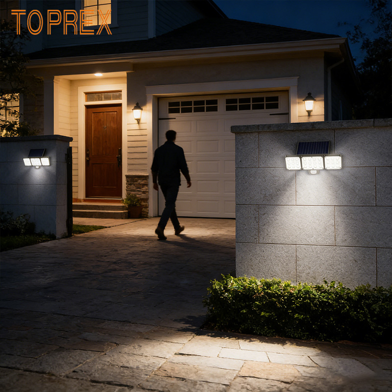 Luz Solar LED de Parede com Sensor de Movimento Toprex para Iluminação de Jardim à Prova d'Água