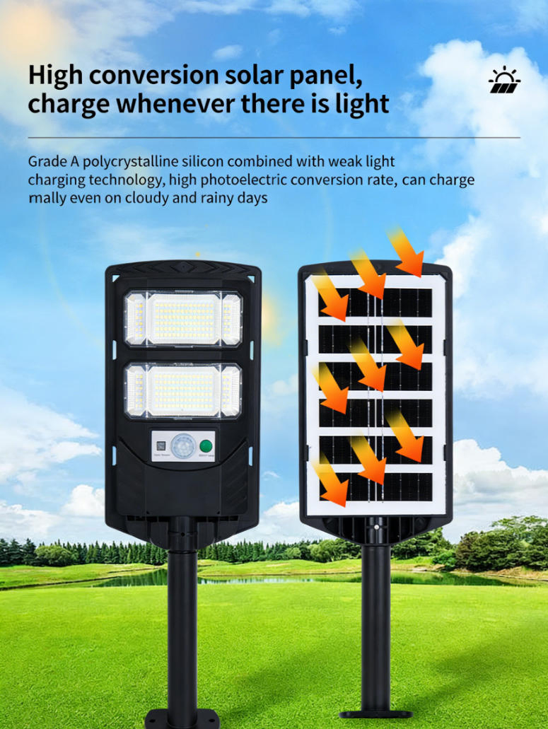 400W Luminária de Rua Solar de Alto Lúmen Economia de Energia Custo Zero de Eletricidade Lâmpada de Rua LED Alimentada por Energia Solar para Rua, Caminho, Entrada, Quintal, Estacionamento, Estrada Rural