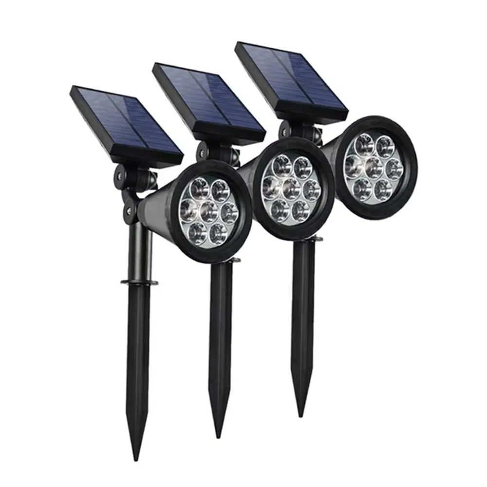 Luz LED Solar Holofotes Externos IP65 Luzes à Prova d'Água Brilho Ajustável para Jardim Quintal Entrada de Carro Decoração de Pátio