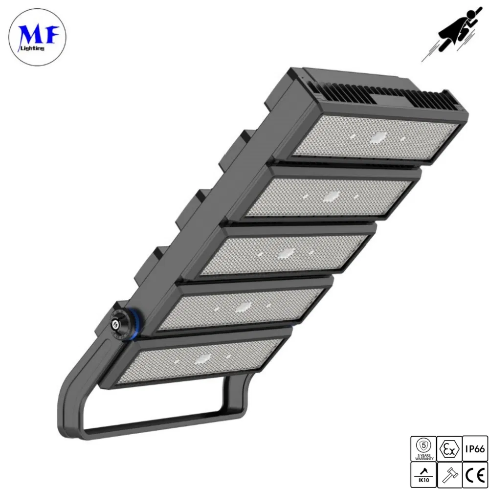 Módulo de Alta Potência 250W 500W 1000W 1250W 1500W Ik10 IP66 Luz de Inundação LED à Prova d'Água para Exterior para Esportes de Tênis Luz de Estádio para Campo de Futebol e Futebol