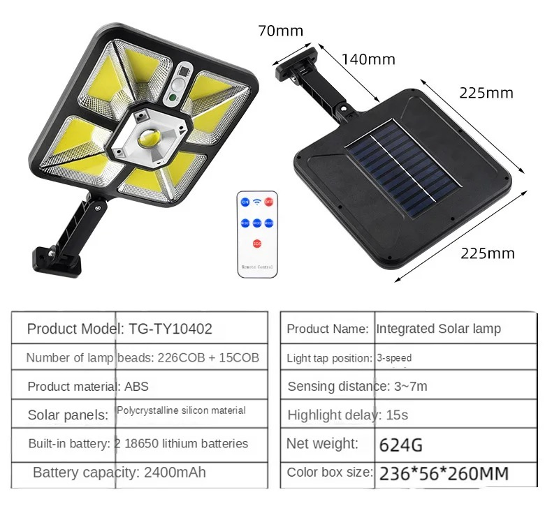Luzes de Estrada Solar LED Quadradas Sem Fio à Prova d'Água com Sensor de Movimento Luzes de Inundação LED Solar para Segurança ao Ar Livre