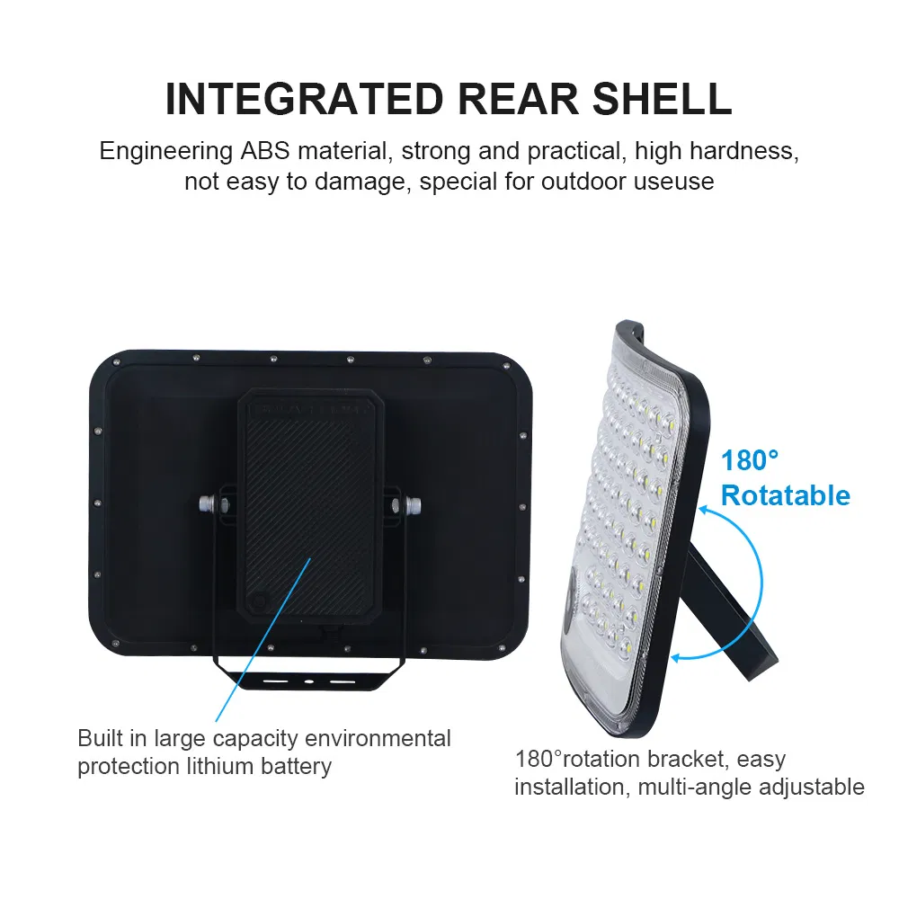 Produtos Mais Vendidos da Fábrica Luz Solar de Inundação LED Recarregável com Painel à Prova d'Água para Exterior com Sensor de Movimento