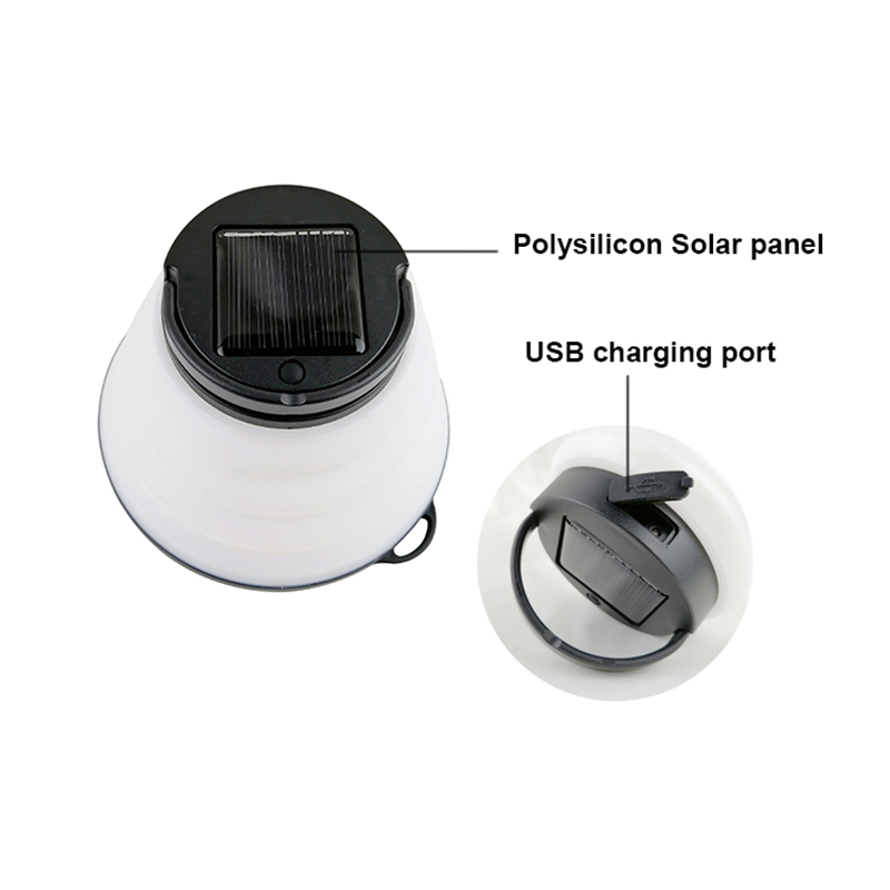 Lanterna Solar Multifuncional - Lâmpada Portátil e Colapsável para Camping e Emergências