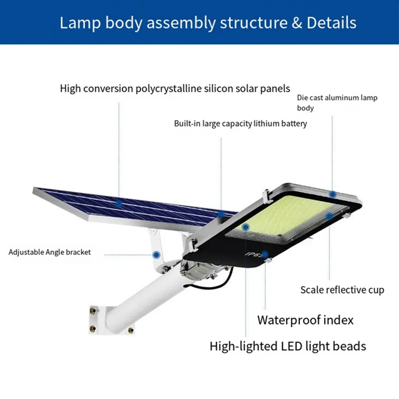 Luminária de Rua Solar de Alumínio Fundido 100W Tipo Dividido