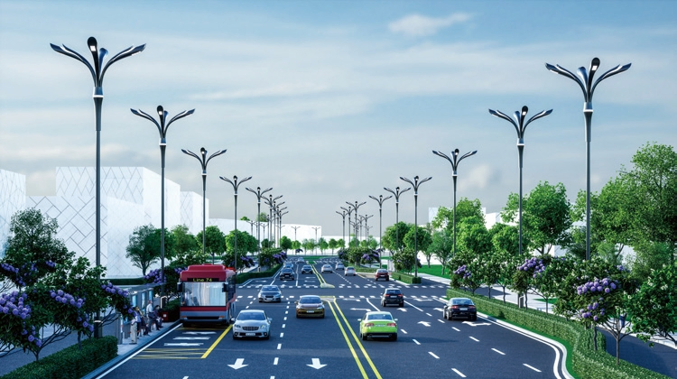 Luminária de Rua Inteligente Integrada com 5g Estação Base, Câmera de Vigilância e Iluminação LED - Luminária de Rua IoT para Estradas Municipais