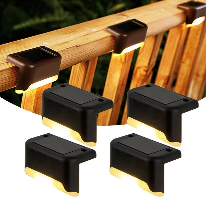 Lâmpada de parede LED à prova d'água para cercas, luzes solares LED para escadas, decoração para pátio, jardim e escadaria