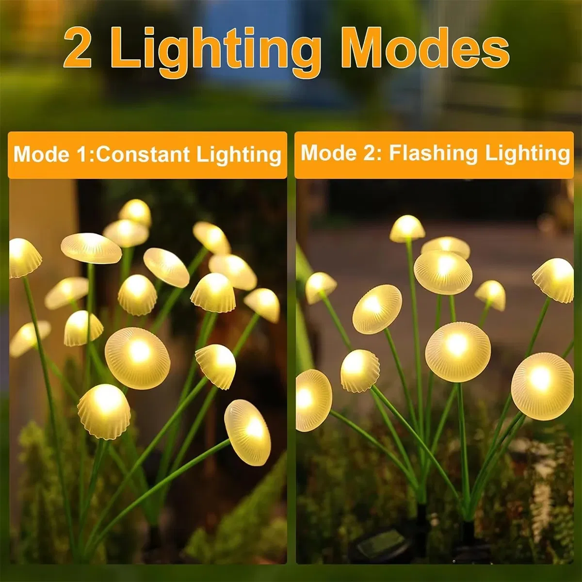 Luzes de Jardim Solar em Forma de Cogumelo IP65 Luzes de Cordão Solar à Prova d'Água para Quintal, Pátio e Caminho