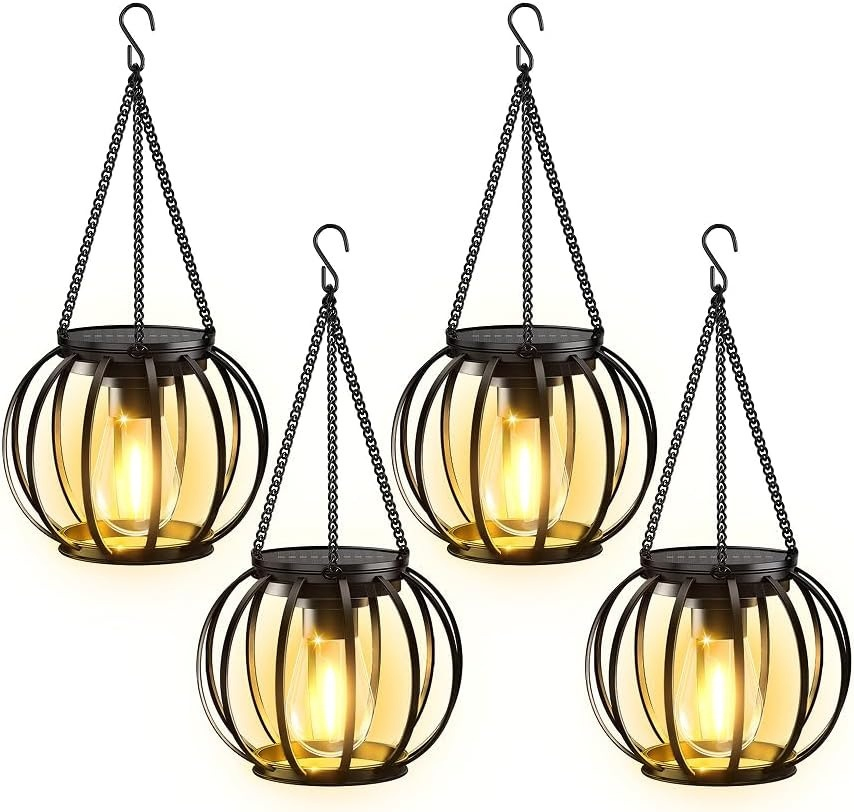 Lanternas Solares Externas Impermeáveis Lanternas Solares Alimentadas por Energia Solar Iluminação LED para Jardim Pátio Quintal Decorativas
