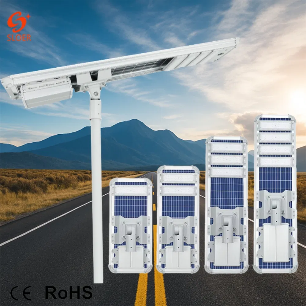 Luz de rua solar tipo split Sloer com configuração de bateria e painel separados