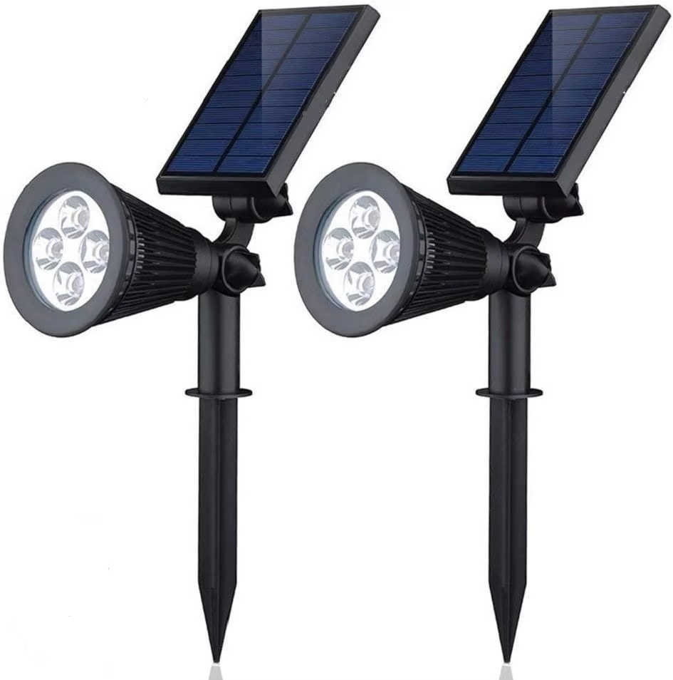 Luz LED Solar Holofotes Externos IP65 Luzes à Prova d'Água Brilho Ajustável para Jardim Quintal Entrada de Carro Decoração de Pátio