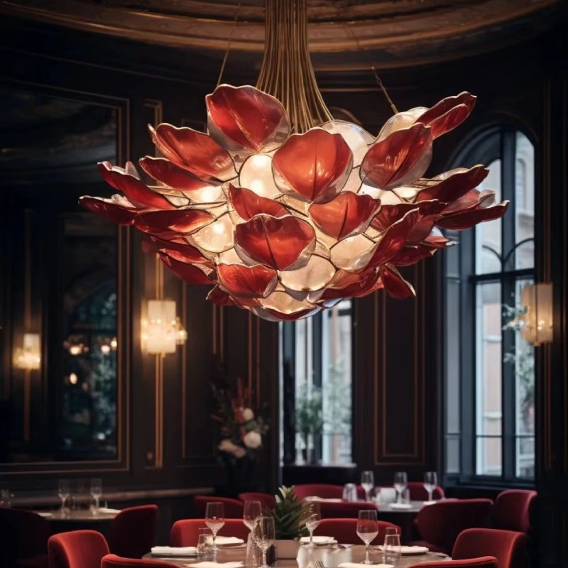 Candelabro de Vidro Personalizado em Aço Inoxidável Grande Iluminação Pendentes LED Altura Ajustável Dimerizável para Hotel de Luxo Vila