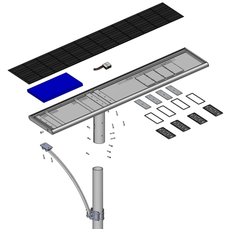 Luz de Rua Solar LED 40W Tipo Separado 12V 30W Yetrun 6000 Lúmen, 48 Va