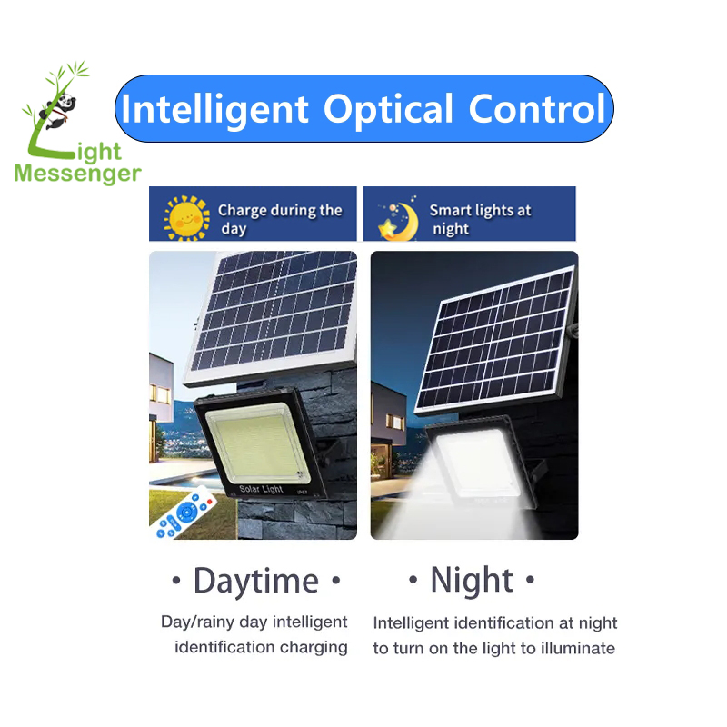 Preço de Fábrica do Mensageiro de Luz Lâmpada LED Solar Alimentada por Energia IP66 À Prova d'Água para Estádio ao Ar Livre, Estacionamento, Jardim, Quadra 100W 200W 300W Luzes de Inundação Solar SMD