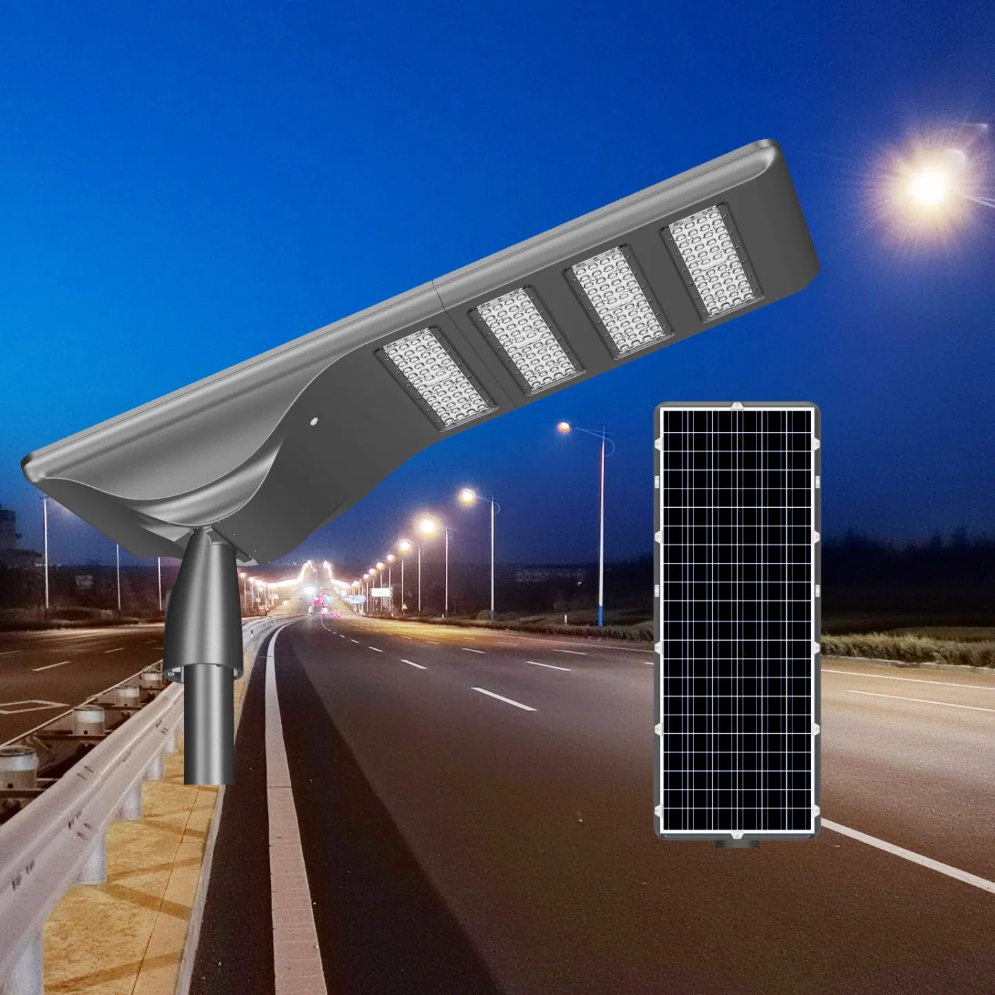 Todos os verdes 30W - 100W 210lm/W Agss09 Iluminação Solar de Rua OEM/ODM 50W Luz de Rua Solar Integrada LED com 5 Anos de Garantia para Estradas de Cidades e Municípios