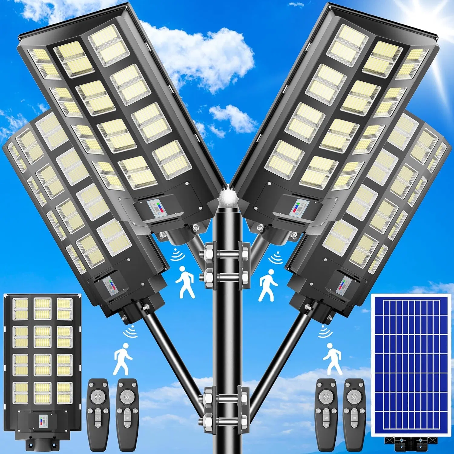 Luz de rua solar confiável para grandes estacionamentos