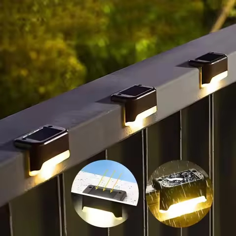 Lâmpadas Solares LED Luz de Passo Externa à Prova d'Água Lâmpada Solar para Cerca de Parede Luminária para Escada Caminho Decoração Iluminação para Cerca