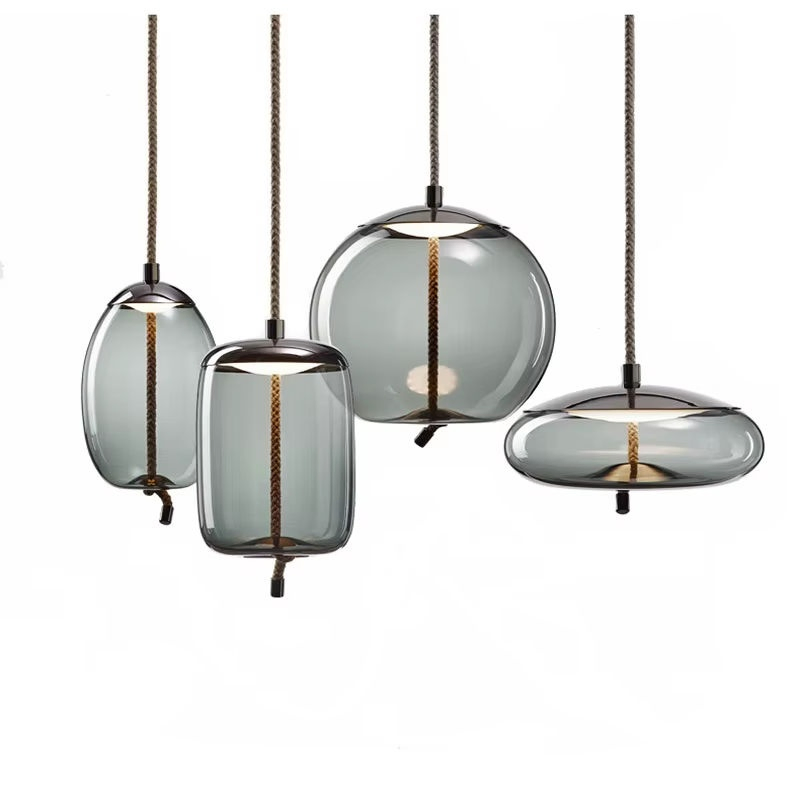 Pendente de Vidro Industrial Nórdico: Iluminação Moderna de LED para Cozinha e Restaurante
