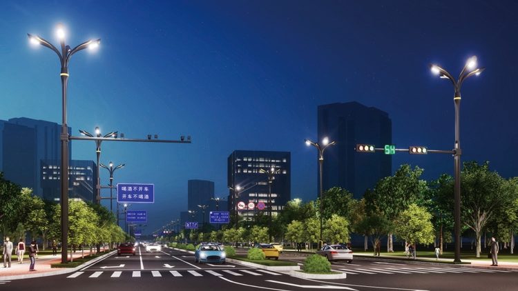 Luminária de Rua Inteligente Integrada com 5g Estação Base, Câmera de Vigilância e Iluminação LED - Luminária de Rua IoT para Estradas Municipais