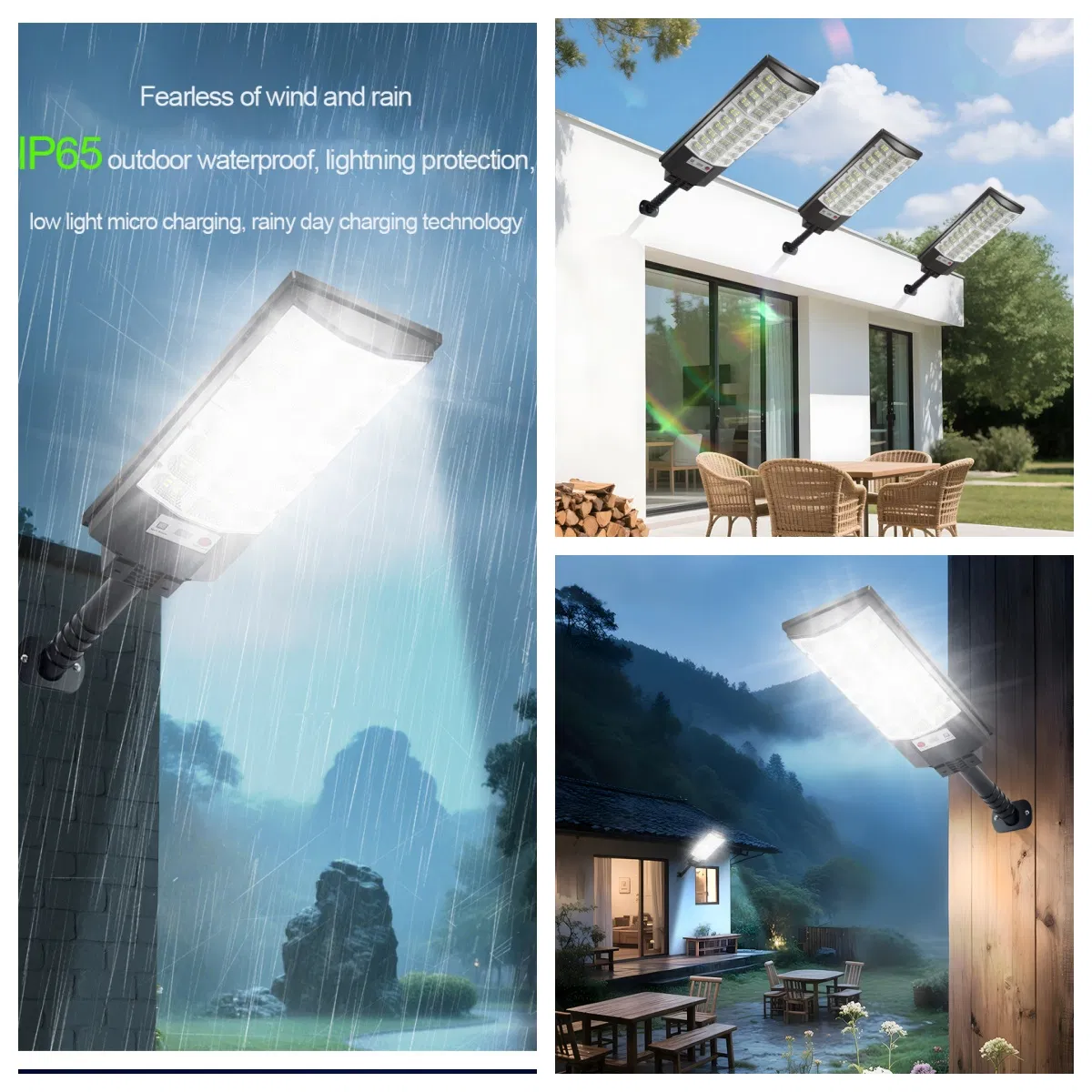 Preço de Atacado Melhor 100W 200W 300W Produtos de Jardim ao Ar Livre com Sensor de Movimento ABS à Prova d'Água Luz de Rua Solar Integrada LED Tudo em Um