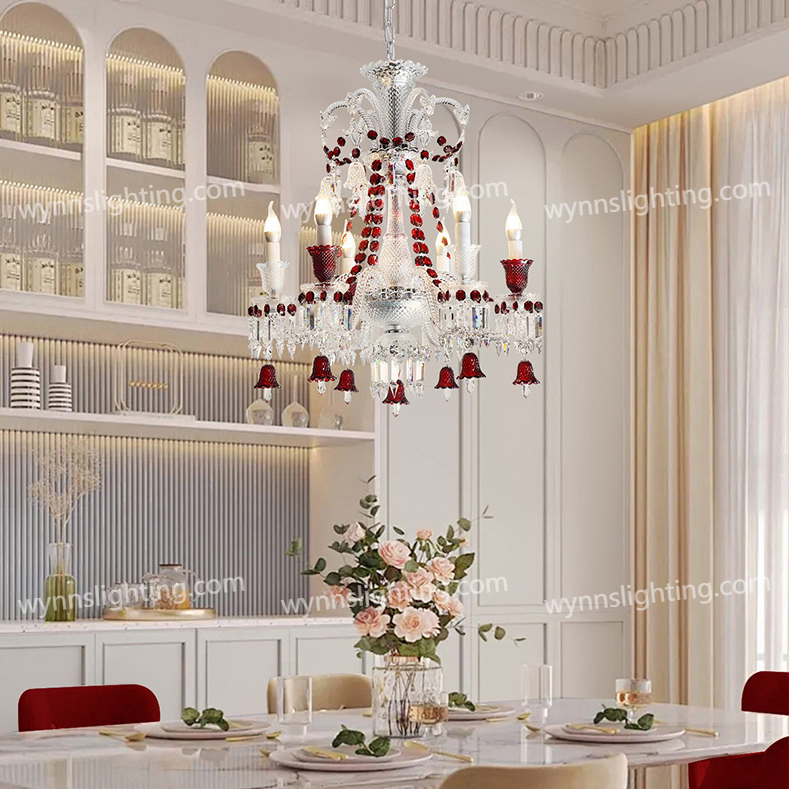 Candelabro de Cristal Elegante Zenith Luminária de Teto Luxuosa Iluminação Frence Baccarats