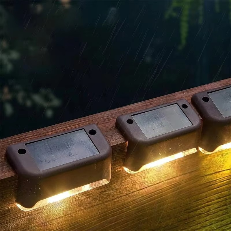 Lâmpada de parede LED à prova d'água para cercas, luzes solares LED para escadas, decoração para pátio, jardim e escadaria