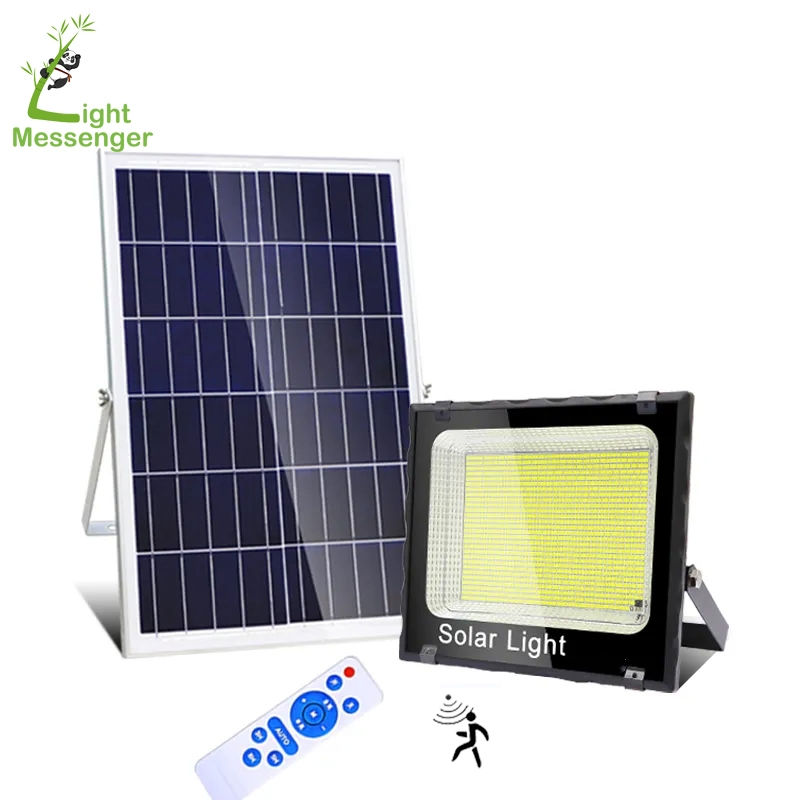 Preço de Fábrica do Mensageiro de Luz Lâmpada LED Solar Alimentada por Energia IP66 À Prova d'Água para Estádio ao Ar Livre, Estacionamento, Jardim, Quadra 100W 200W 300W Luzes de Inundação Solar SMD