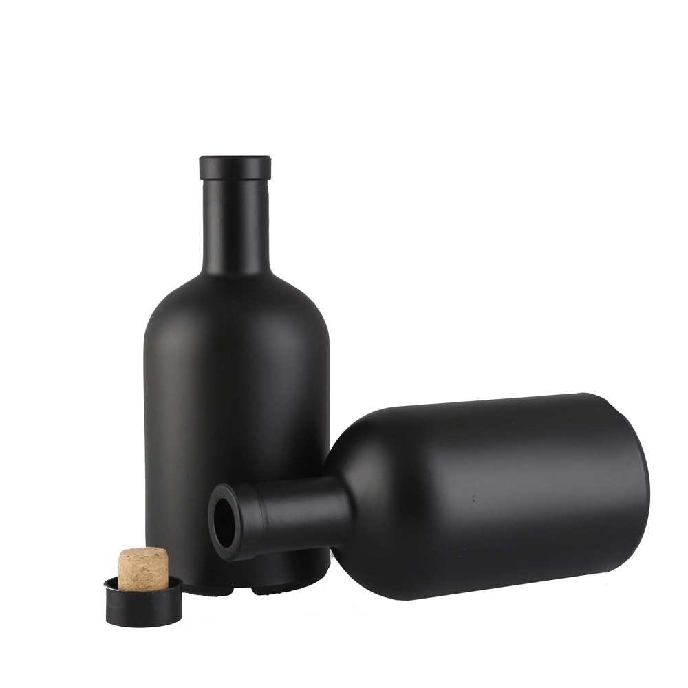 Wholesale 500 ml matte black liquor glass bottle with cork  Manufacturers, Suppliers