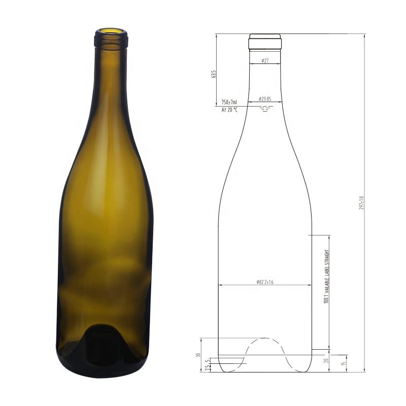 Wholesale 750ml 550g Push Up Cork Finish Burgundy Glass Bottle Manufacturers, Supplier