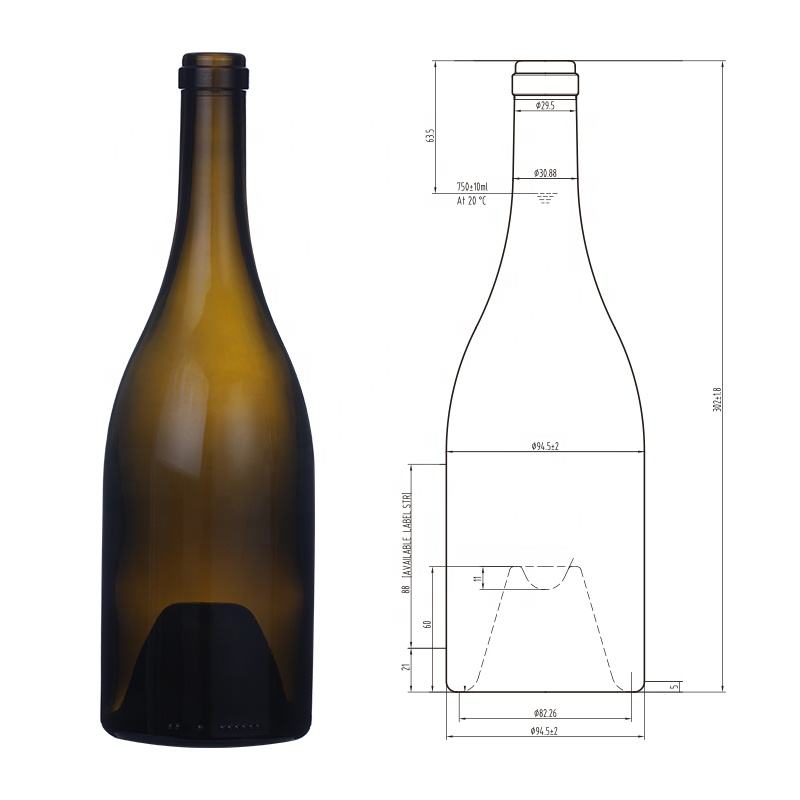 China antique green 990g 750ml burgundy bottle Manufacturers, Supplier
