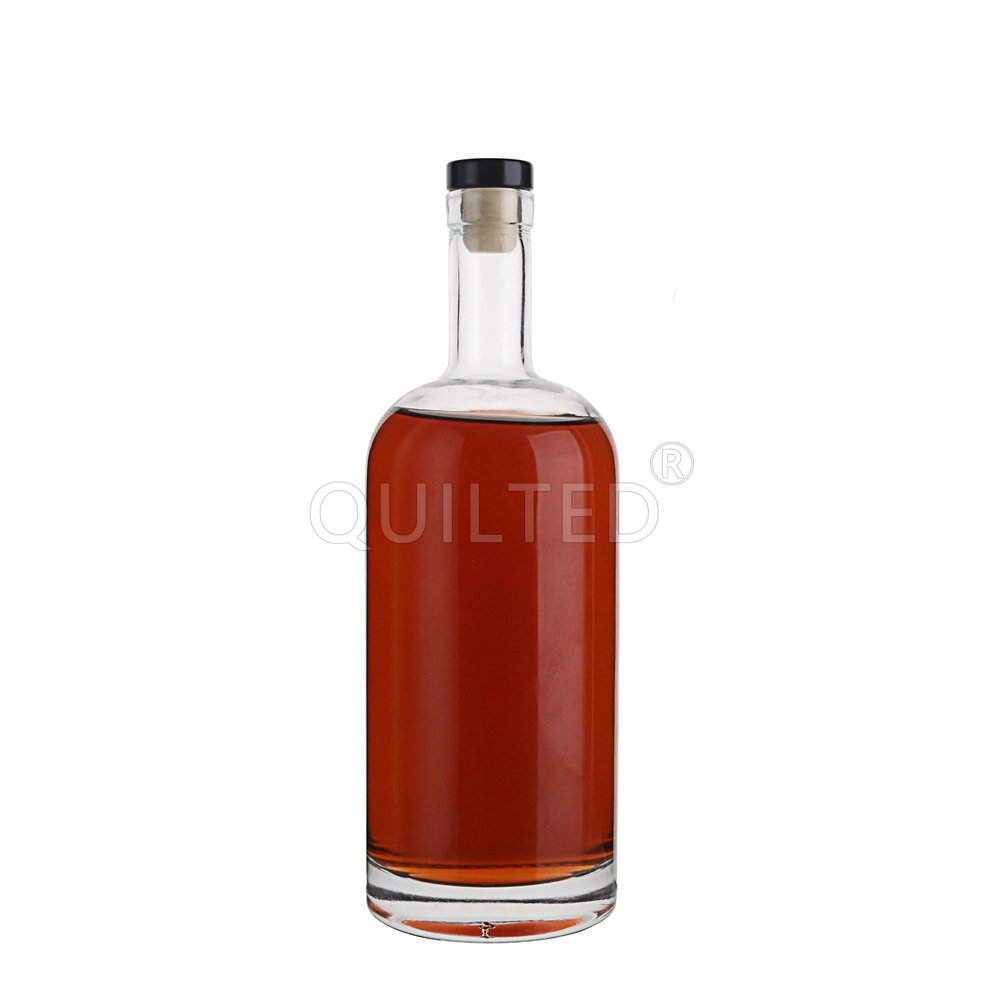 China 700 ml round liquor glass gin bottle with lid 