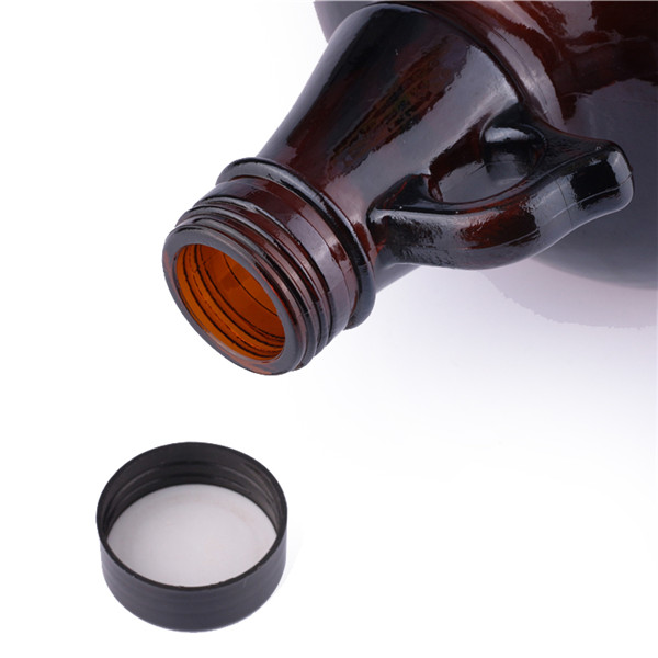 China 4L Groeler Beer Wine Amber Glass Bottles with Black Phenolic Lid Manufacturer, Suppliers