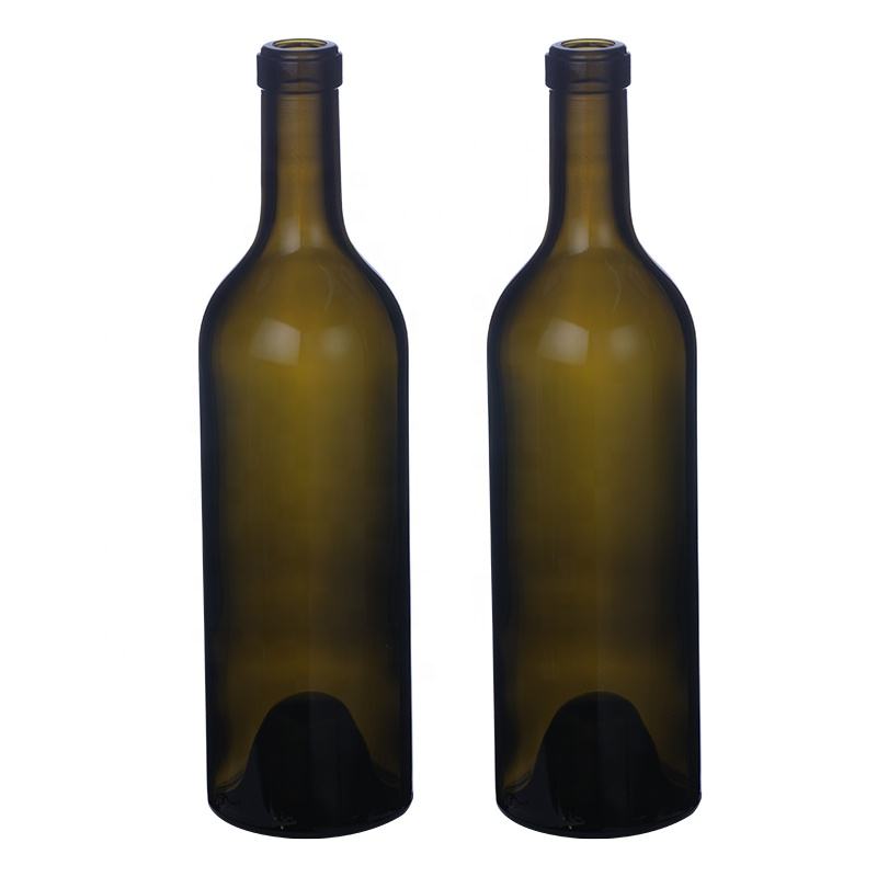 China 750 ml Antique Green Glass Claret Wine Bottles Cork Finish Manufacturer, Supplier