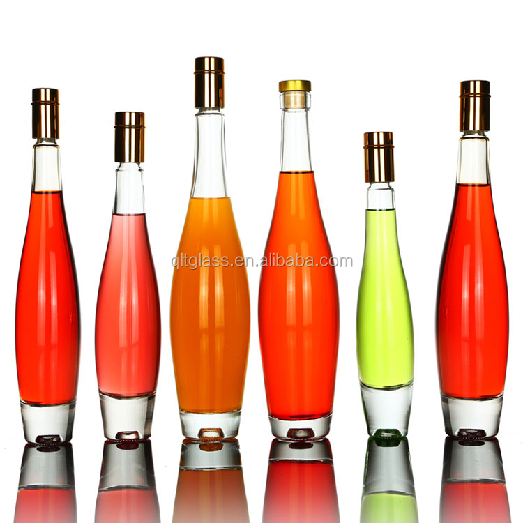 China 375 ml falt liquor glass gin bottle with screw
