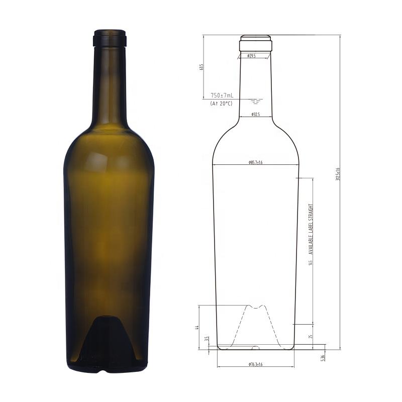 China W-26 750ml 880g Cork Finish Bordeaux Bottle Manufacturer, Supplier