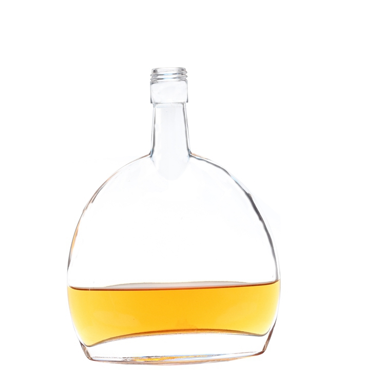 Wholesale 500ml Flat Round Shape Brandy Glass Bottles Supplier, Suppliers