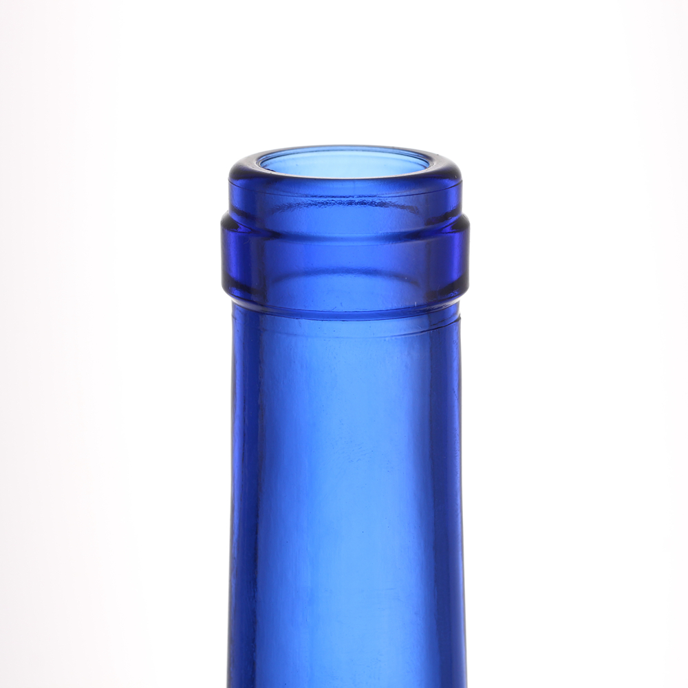 China 750 ml blue color wine glass bottle with cork Supplier, Suppliers