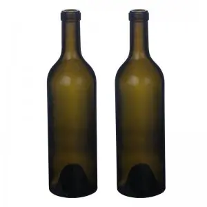750ml Antique Green Glass Claret Wine Bottles Cork Finish