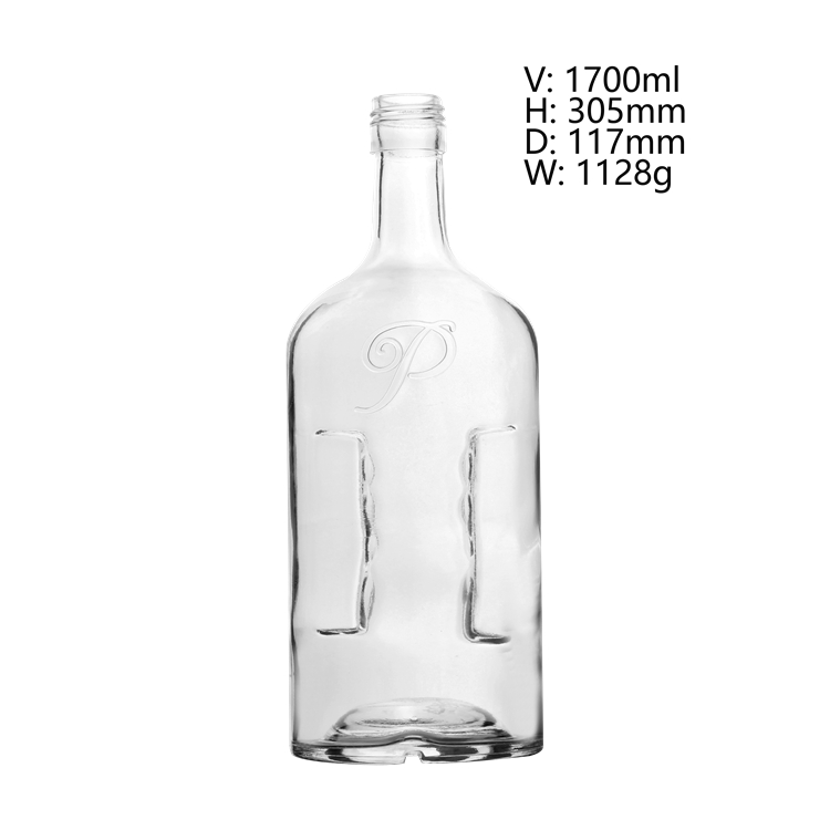 1700 ml Clear Color Glass Bourgogne Marquise Wine Bottle