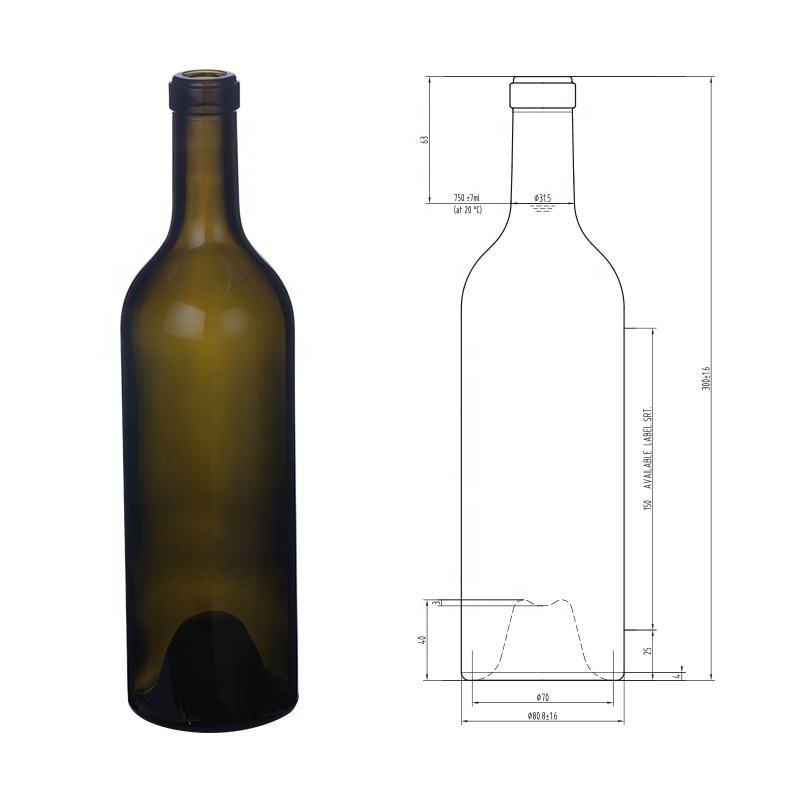 China 750 ml Antique Green Glass Claret Wine Bottles Cork Finish Manufacturer, Supplier