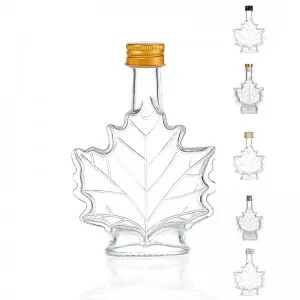 Maple Syrup Leaf Shaped Empty Glass Bottles 50ml 100ml 250ml