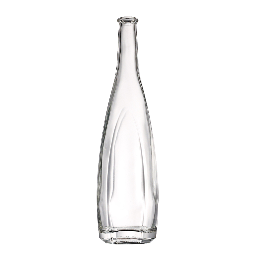 1000 ml Round Flat Clear Liquor Glass Bottle