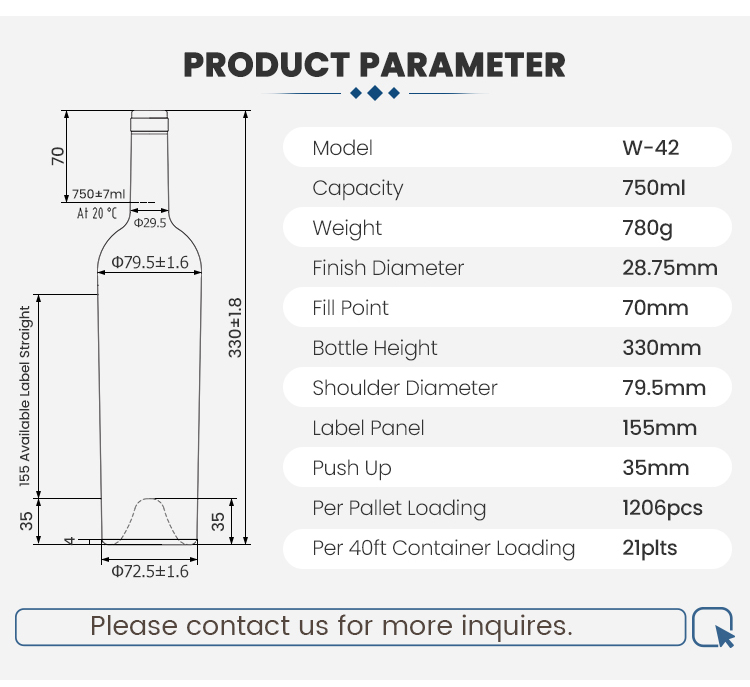 China W-42 Glass Wine Bottle  Manufacturer, Manufacturers