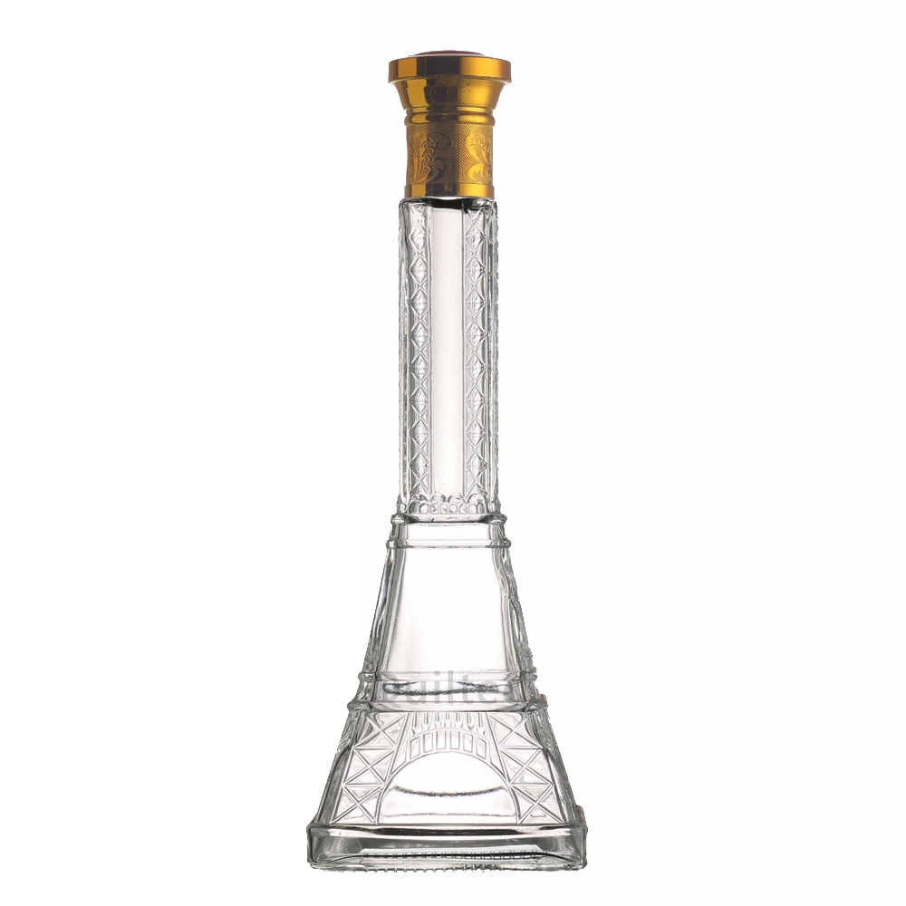 Custom Clear Glass Bourgogne Marquise Wine Bottle with cork finish