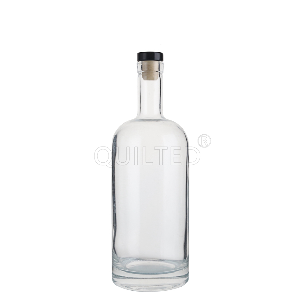 China 700 ml round liquor glass gin bottle with lid 