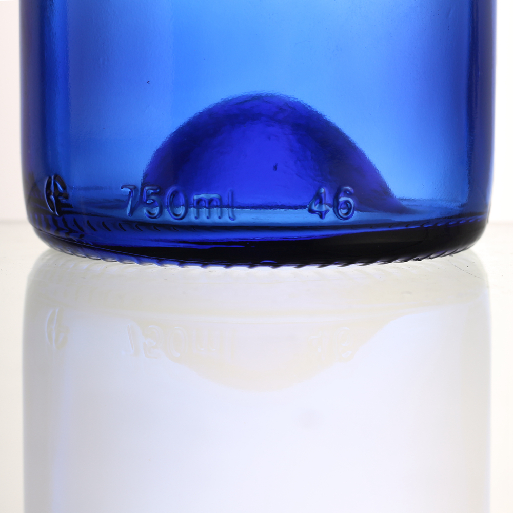 China 750 ml blue color wine glass bottle with cork Supplier, Suppliers