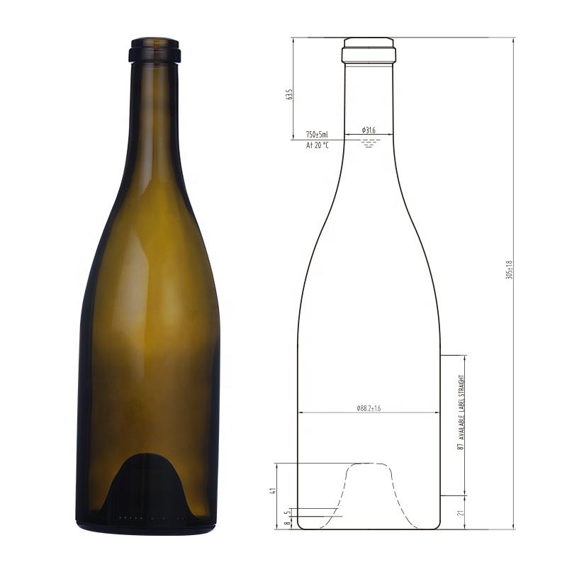 Wholesale 750 ml Liquor Glass Bourgogne Marquise Wine Bottles Manufacturer, Manufacturers