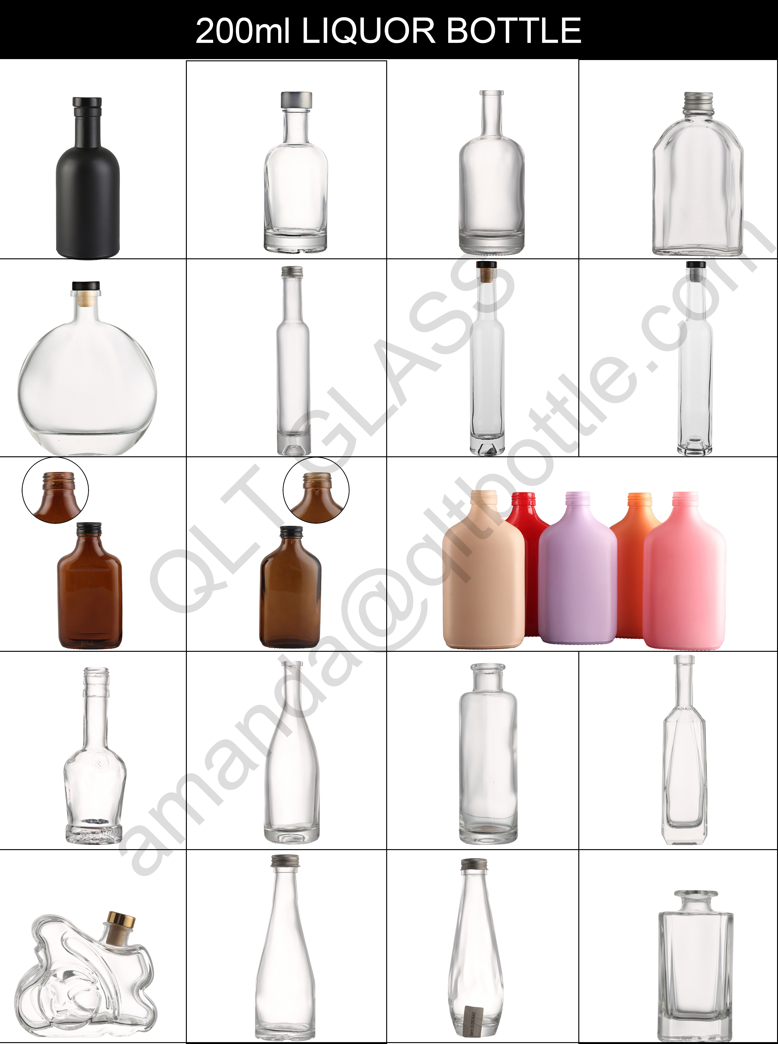 Wholesale Square shape 200 ml liquor glass vodka bottle with lid   Manufacturer, Supplier